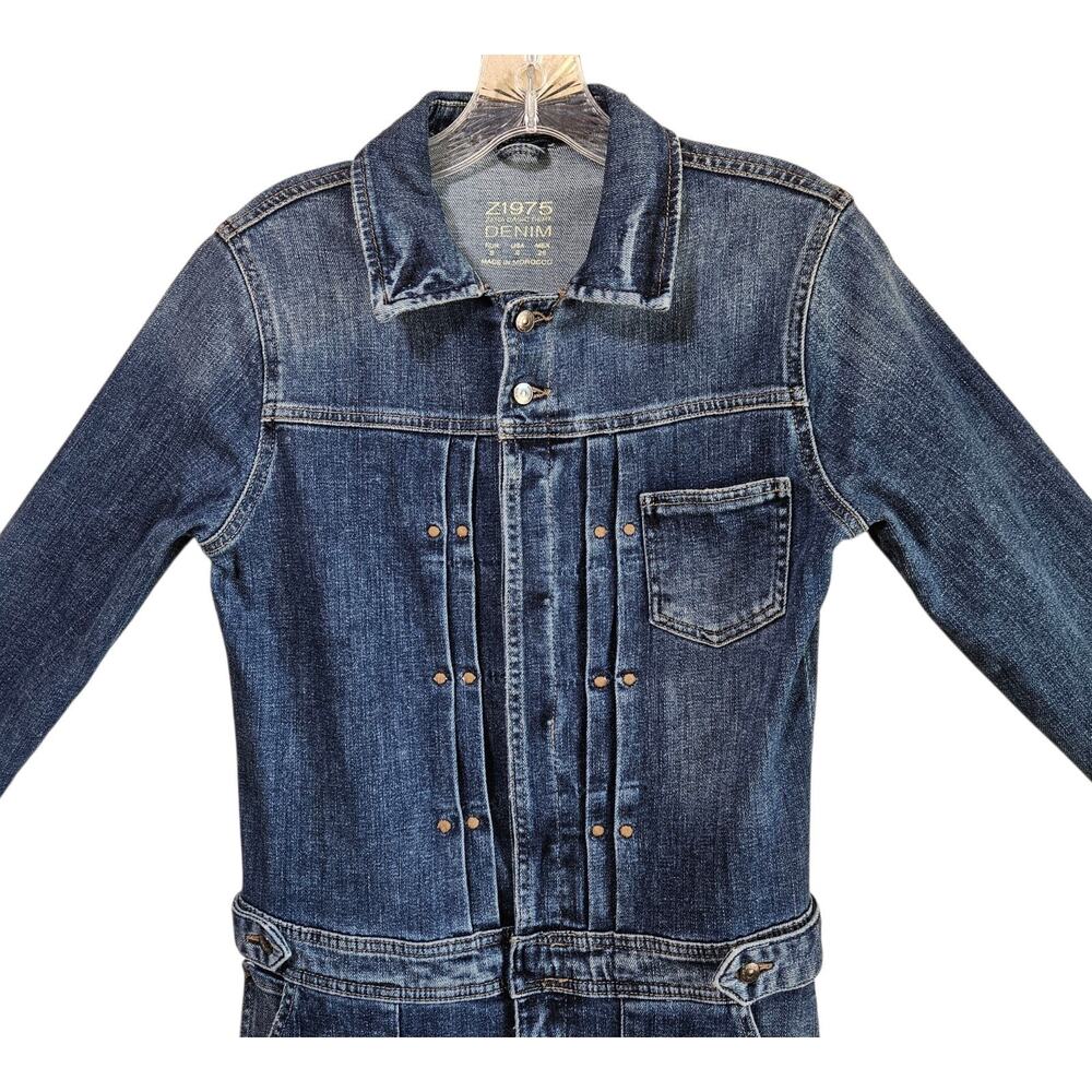 ZARA Women's S Z1975 Jean Jumpsuit Boiler Blue Denim Straight Leg 31 x 29.5 - Picture 2 of 10